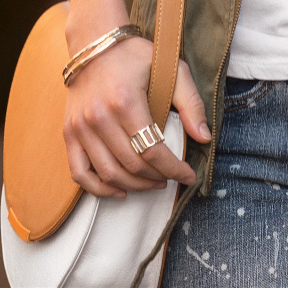 Silpada Framework Ring Sz 7 Brass & Silver